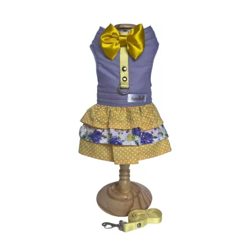 Vestido com Coleira para Cães - Dress4Pet - Floral - Tamanho M