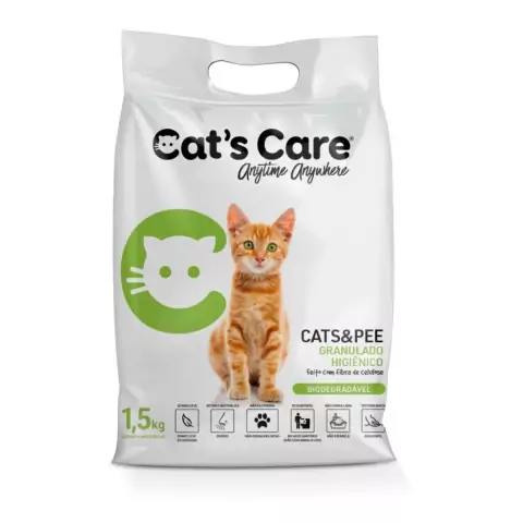 Granulado Higiênico p/ Gatos Areia Cat's Care Cats&Pee 1,5kg