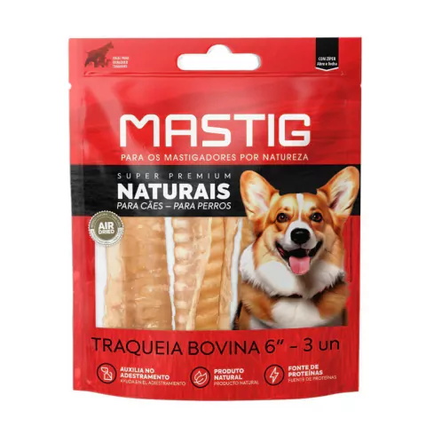 Mordedor Natural MASTIG - Traqueia Bovina - 3 Unidades