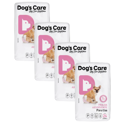Kit Fralda Higiênica Pet p/ Cães Fêmea Dogs Care Tam P 96 Un