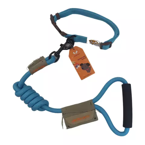 Kit Guia e Coleira para Cães United Pets Azul Tam G