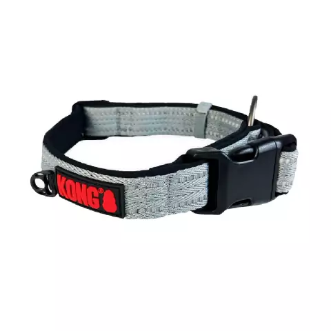 Coleira p/ Cachorro Kong Nylon Collar Cinza M - 34 a 50cm