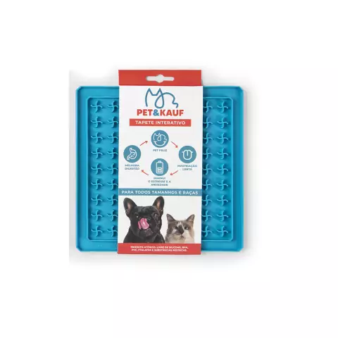 Tapete de Lamber p/ Cães e Gatos Pet & Kauf Azul 20x20cm