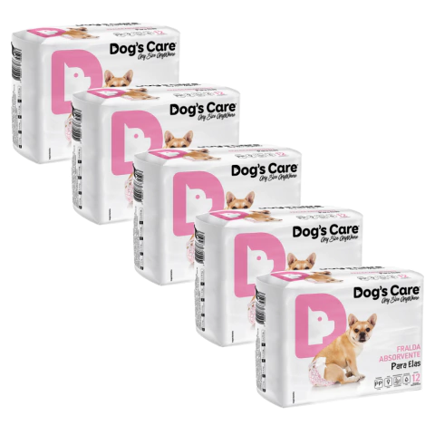 Kit Fralda Higiênica Pet Cães Fêmea Dogs Care Tam PP 60 Un