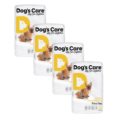 Kit Fralda Higiênica Pet p/ Cães Macho Dogs Care Tam M 96 Un