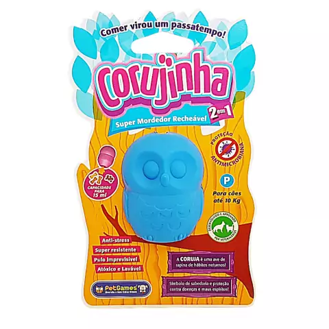 Brinquedo Recheável Pet Games Corujinha Azul P