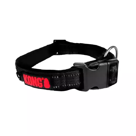 Coleira p/ Cachorro Kong Nylon Collar Preta GG - 55 a 76cm