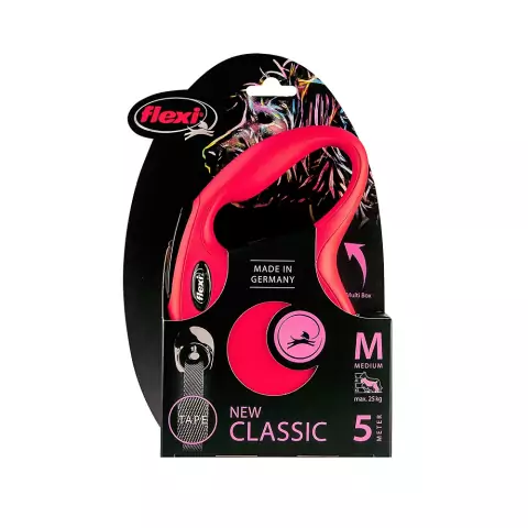 Guia Retrátil Cães Flexi New Classic Vermelha Fita M - 5m