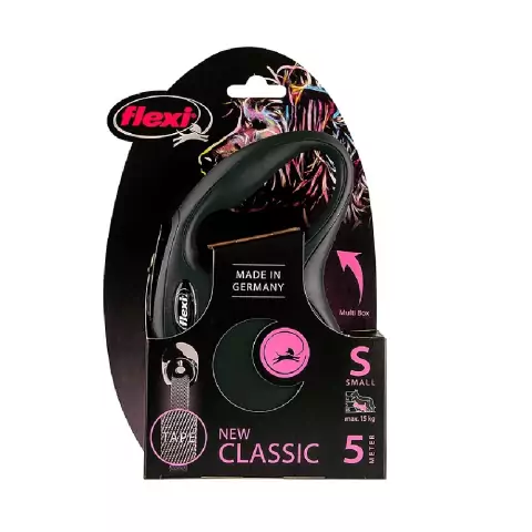 Guia Retrátil p/ Cães Flexi New Classic Preta Fita P - 5m