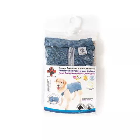 Roupa Pós Cirúrgica para Cães Pet Med Castração - Duo Dry - Azul - Tamanho 8