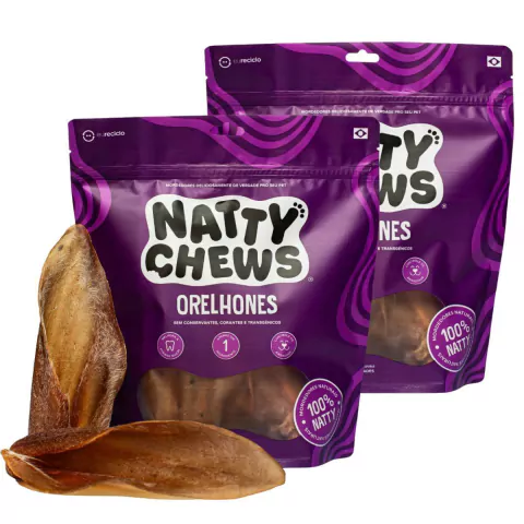 Kit Mordedor Orelha Bovina Natty Chews - 2 Pacotes - 6 Uni