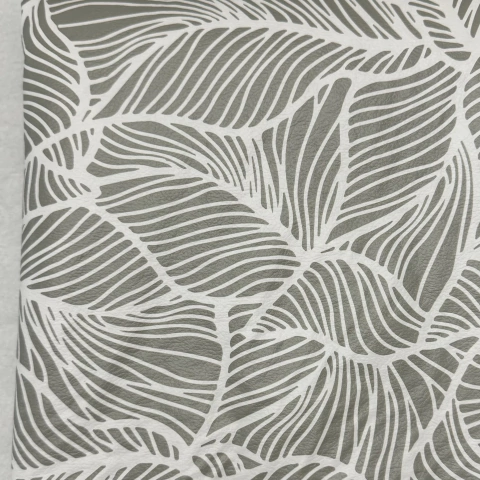 MANTEL GRIS HOJAS BLANCAS CON FLECOS