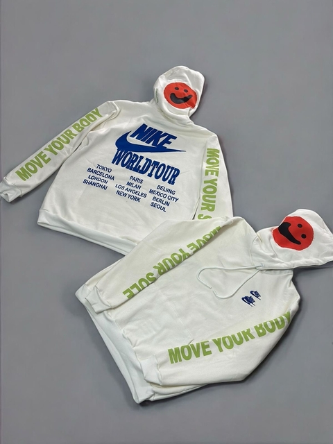 BLUSA MOLETOM NK WORLD TOUR - BRANCO