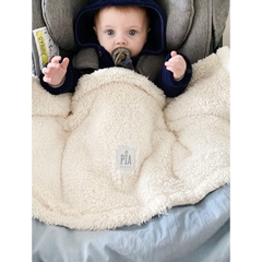 Manta de Corderito y Tussor reversible Natural - comprar online