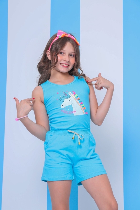 Conjunto unicórnio azul regata - comprar online