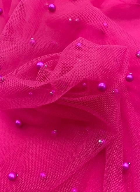 Tule Com Pérolas Pink