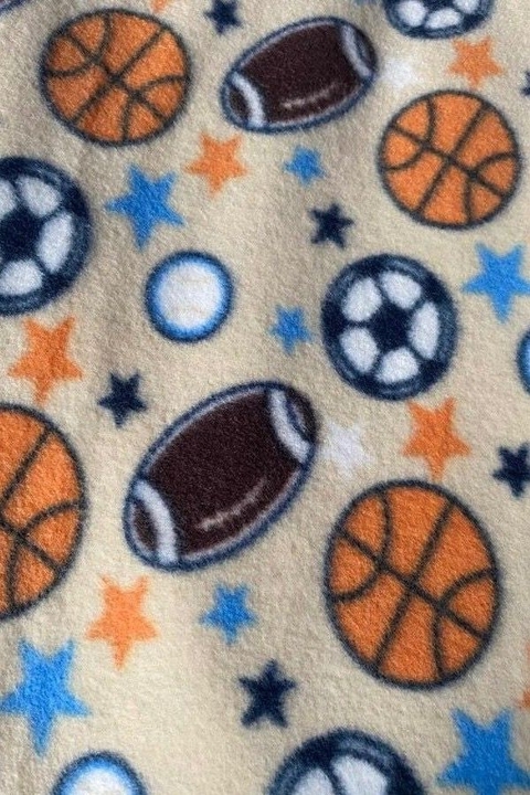 Soft Plush Estampado Esportes Fundo Bege
