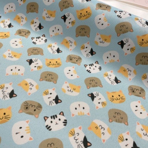 Cordura estampada GATITOS CELESTE