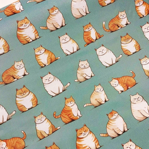 Cordura estampada GATITO GORDO VERDE