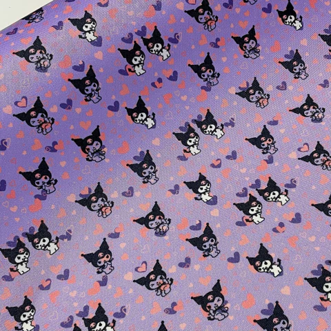 Cordura estampada KUROMI CORAZONES FONDO LILA - comprar online
