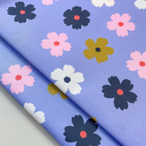 Cordura estampada FLOR MELI FONDO LILA - comprar online