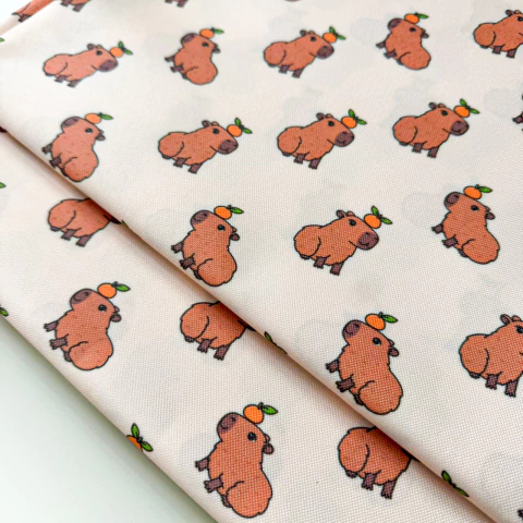 Cordura estampada CARPINCHO MANDARINA - comprar online