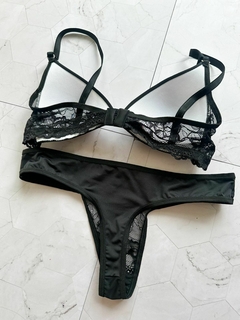 CONJUNTO TAZA SOFT LYCRA Y PUNTILLA NEGRO- ART 675 en internet