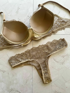 CONJUNTO ARMADO CON LESS DE ENCAJE BEIGE- ART 5000 - MALIKA UNDERWEAR MAYORISTA