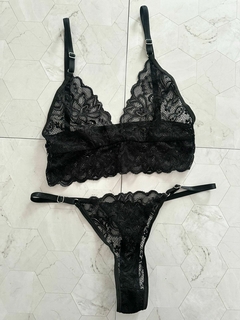 CONJUNTO TODO ENCAJE TOP NEGRO - ART 800 - comprar online