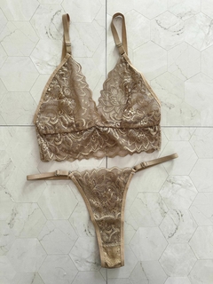 CONJUNTO TODO ENCAJE TOP BEIGE- ART 800 - comprar online