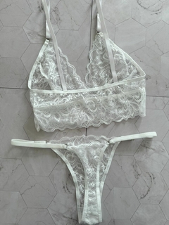 CONJUNTO TODO ENCAJE TOP BLANCO - ART 800 - MALIKA UNDERWEAR MAYORISTA