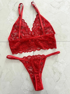 CONJUNTO TODO ENCAJE TOP ROJO - ART 800 en internet
