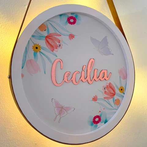 Jardim Borboletas - Flores - Floral - Porta Maternidade - PM076 - comprar online