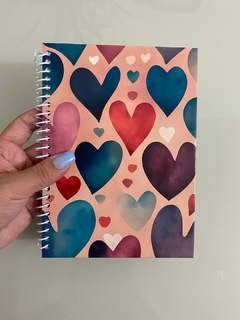 Caderno Pautado com espiral A5 80 fls - Corações - Loja Criar Mais