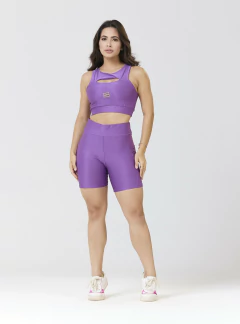 TOP + SHORT FITNESS CANELADO ATLANTA COM BOLSO - comprar online
