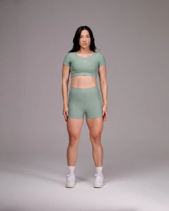 TOP CROPPED MANGA CURTA+ SHORT FITNESS - comprar online