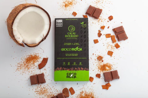 Chocorock - chocolate ao leite de coco com coco assado e adoçado com açúcar de coco. 80g - comprar online