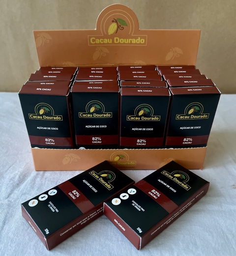 Caixa display com 20 barrinhas de 25g na versão 82% cacau com açúcar de coco. - comprar online