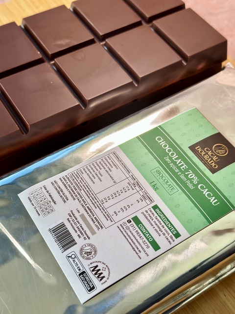 Barra de chocolate 70% cacau, zero açúcar, sem poliol e Lowcarb - 1kg - comprar online