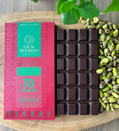 Chocolate 70% cacau com pistache - LOW CARB - zero açúcar - 80g