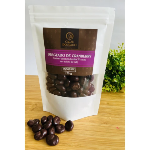 Drageado de cranberry chocolate 70% cacau low carb - 120g