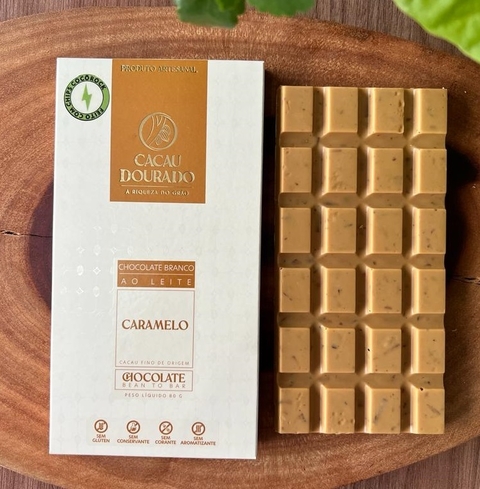 Chocolate branco caramelizado com crisp de coco - 80g