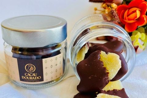 Lascas de gengibre no chocolate 70% cacau - 100g