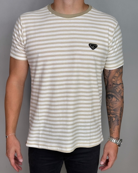 Camiseta Striped Tricoline Bege - comprar online