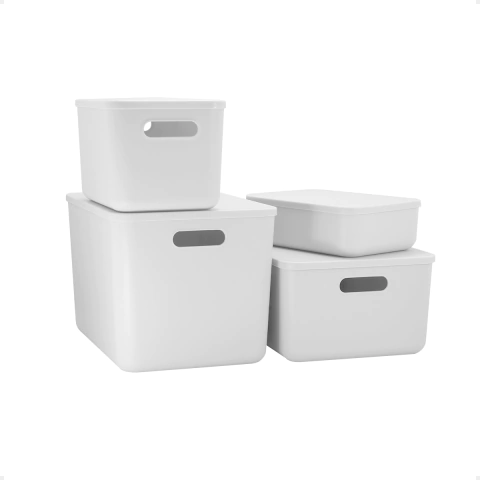 Imagen de Set X4 Cajas Organizadoras Con Tapa Plástica Moderna Varios Tamaños