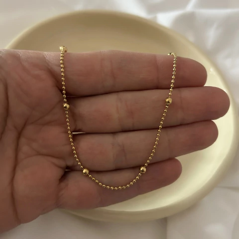 Cadenita de acero dorado bolitas - comprar online