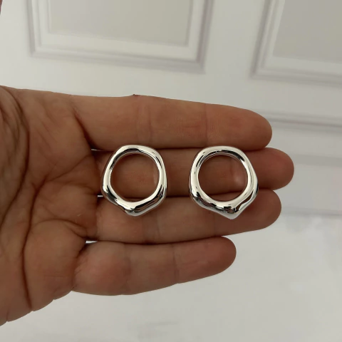 Aros circulo hueco plateado - comprar online