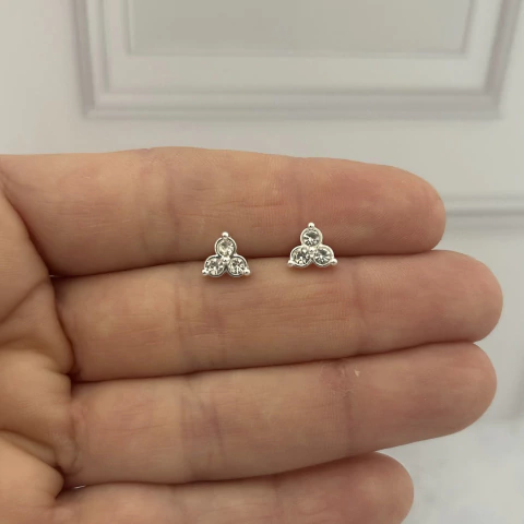 Aros triple strass blanco acero blanco - comprar online