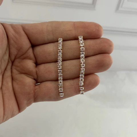 Aros tira strass acero dorado - comprar online