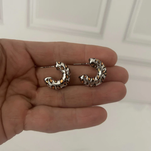 Aros argolla animal plateada - comprar online